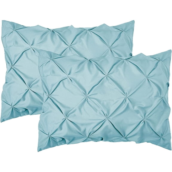 Elegant Comfort Pinch Pleat 2-Piece Sham Set, Microfiber, Pleated Standard/Queen, Aqua