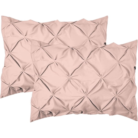 Elegant Comfort Pinch Pleat 2-Piece Sham Set, Microfiber, Pleated Standard/Queen, Light Pink