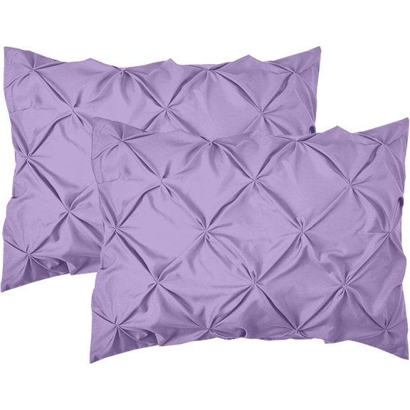 Elegant Comfort Pinch Pleat 2-Piece Sham Set, Microfiber, Pleated Standard/Queen, Lilac