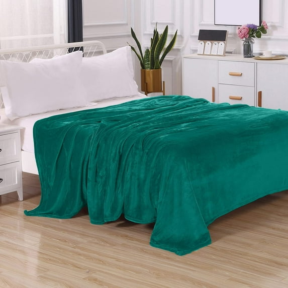Elegant Comfort Plush Teal Fleece Bed Blanket, King/California King