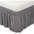 thumbnail image 1 of Elegant Comfort Pom-Pom Bed Skirt, 1-Piece, 16-Inch Drop, 1500 Series, Easy Wrap Around Elastic, Wrinkle Resistant, Twin/Full, Essential Gray, 1 of 5