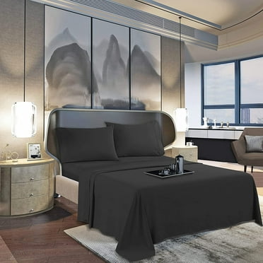 Elegant Comfort QUEEN BLACK MICROFIBER FLAT SHEET - Durable, Luxury Hotel-Style Bedding