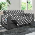 thumbnail image 1 of Elegant Comfort Quilted Furniture Protectors Solid and Printed Design Reversible Slipcovers Featuring Elastic Straps and Smart Pockets Great for Pets, Kids and More, Bloomingdale Sofa, Gray/Black, 1 of 4