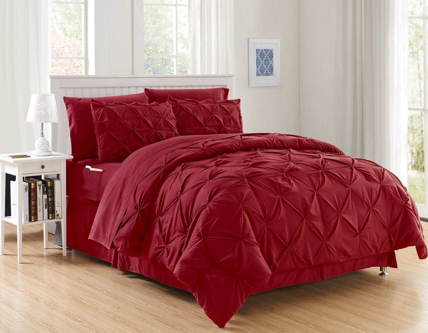 Elegant Comfort Red 8 Piece Bed in a Bag Comforter Set with Sheets, Twin