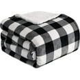 thumbnail image 1 of Elegant Comfort Reversible Buffalo Plaid Flannel Sherpa Blanket - Soft Fleece Throw for Couch or Bed - Plush Warm Winter Blanket, King, Black, 1 of 5