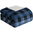 thumbnail image 1 of Elegant Comfort Reversible Buffalo Plaid Flannel Sherpa Blanket - Soft Fleece Throw for Couch or Bed - Plush Warm Winter Blanket, Queen, Blue, 1 of 5
