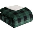 thumbnail image 1 of Elegant Comfort Reversible Buffalo Plaid Flannel Sherpa Blanket - Soft Fleece Throw for Couch or Bed - Plush Warm Winter Blanket, Queen, Green, 1 of 5