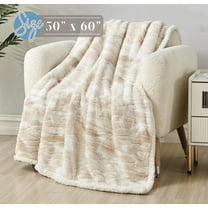 Elegant Comfort Reversible, Printed Sherpa Throw Blanket,, Alaska Beige Sherpa Throw Blanket