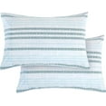 thumbnail image 1 of Elegant Comfort Set of 2 Striped Pint Pillowcases - 1500 Series Hotel Quality Microfiber, Soft and Smooth Envelope Closure- Standard/Queen, Traci Aqua, 1 of 4