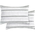 thumbnail image 1 of Elegant Comfort Ultra Soft Set of 2 Striped Pint Pillowcases - 1500 Hotel Quality Microfiber, Soft and Smooth Envelope Closure 2-Piece Pillow Covers - Standard/Queen, Traci Gray, 1 of 4