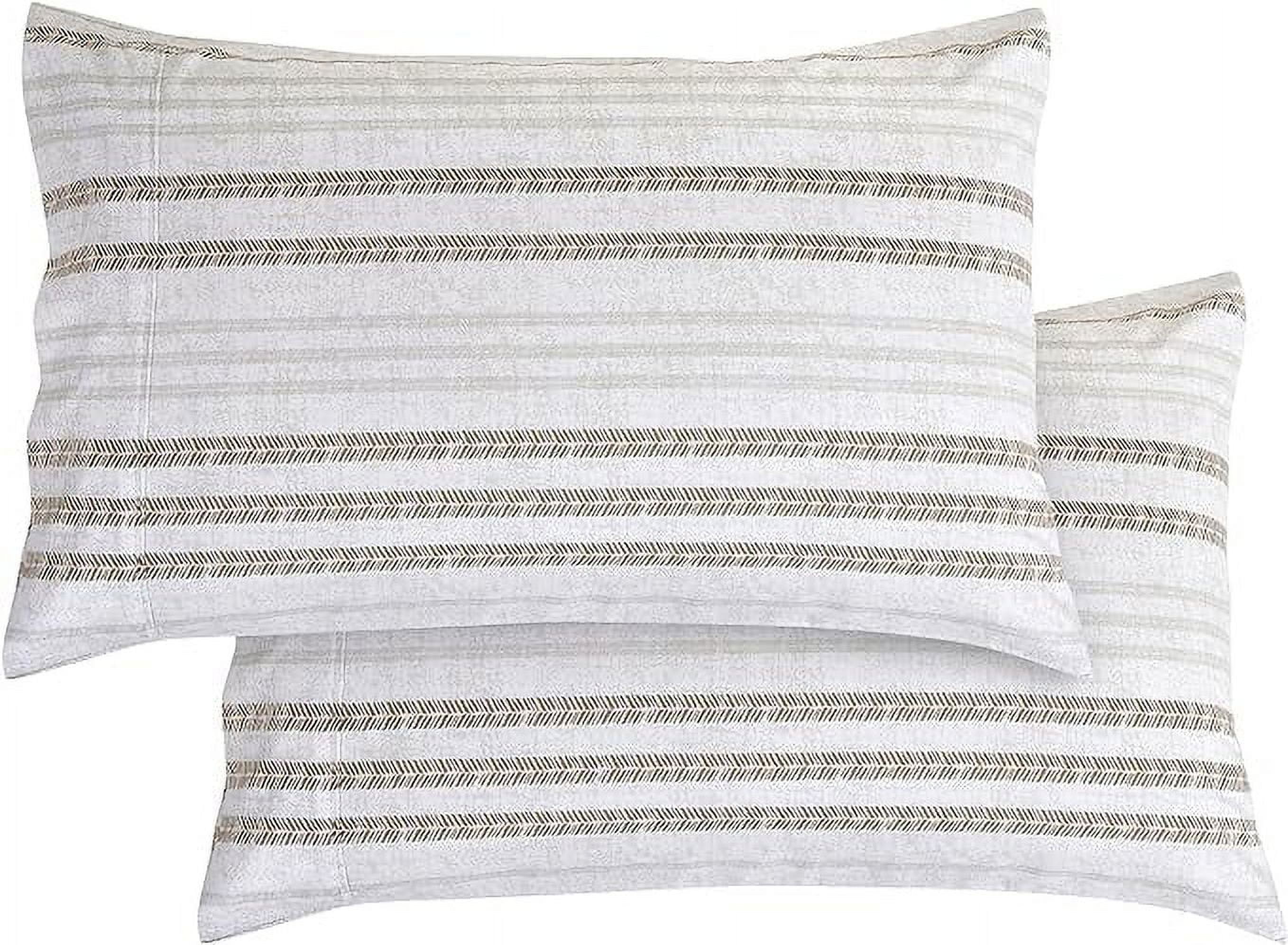 Elegant Comfort Set of 2 Striped Pint Pillowcases - 1500 Series Hotel Quality Microfiber, Soft and Smooth Envelope Closure- King, Traci Linen