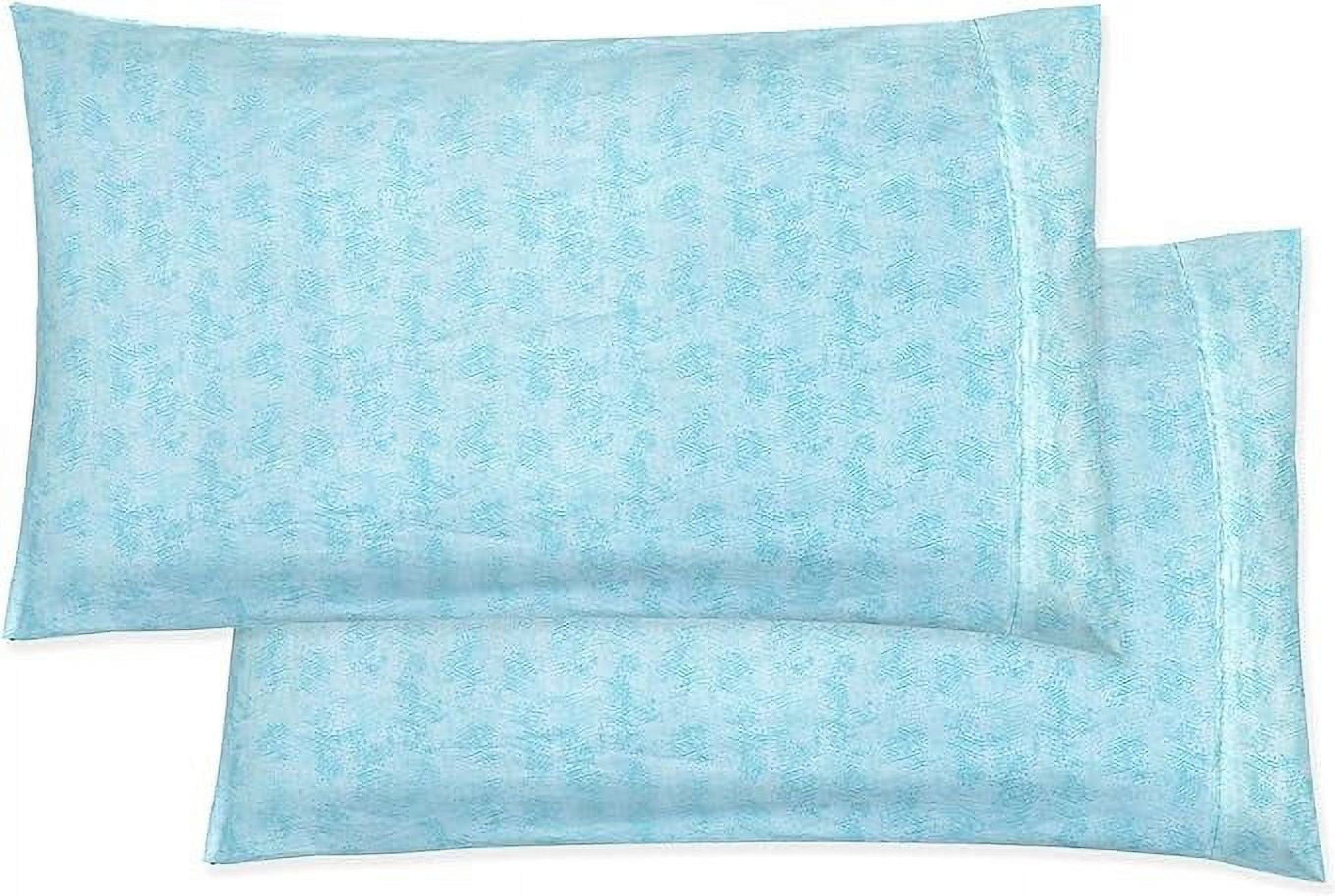 Elegant Comfort Set of 2 Ultra Soft Floral Pint Pillowcases - 1500 Hotel Quality Microfiber, Smooth Envelope Closure - King, Wave Aqua
