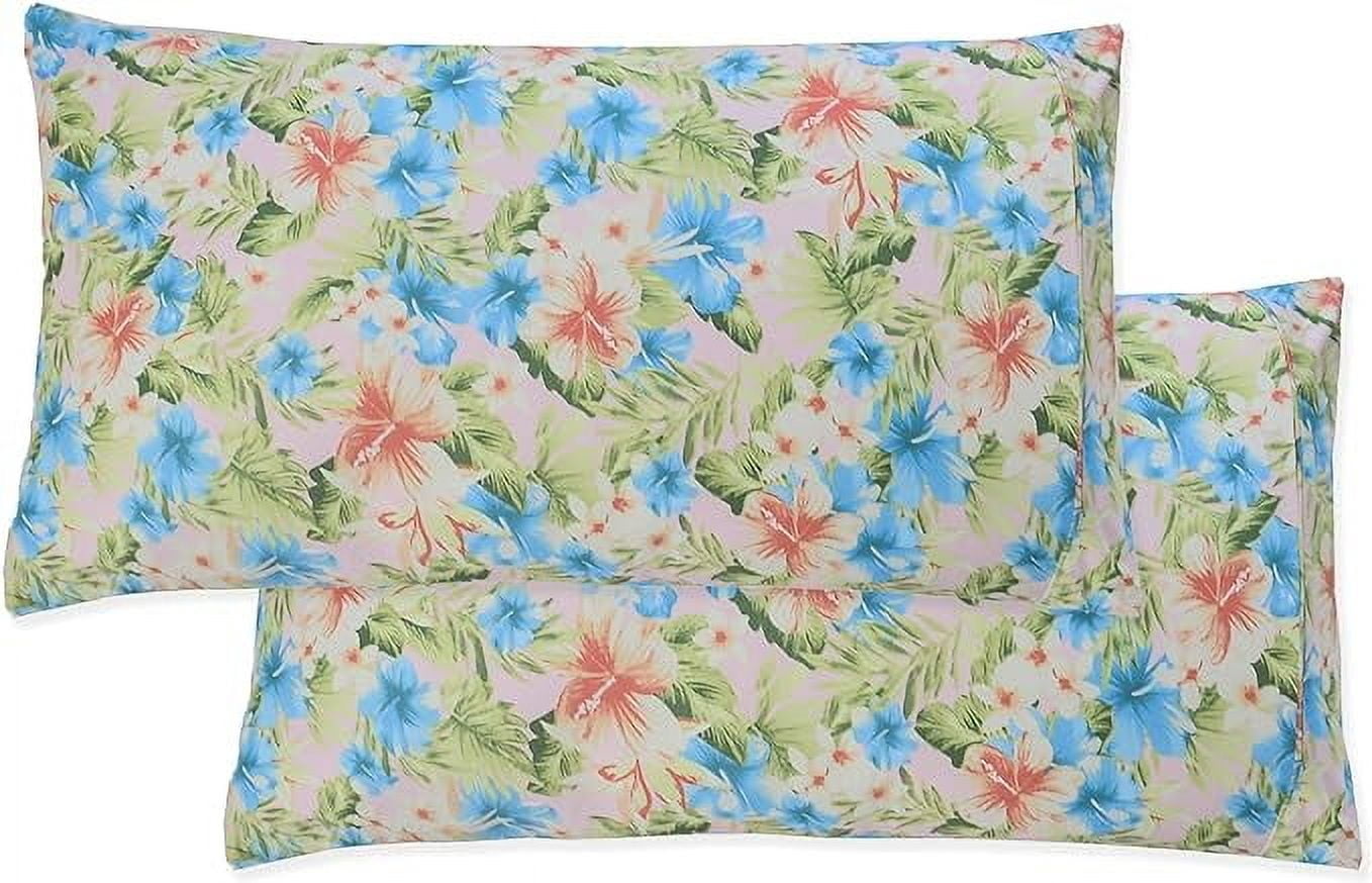 Elegant Comfort Set of 2 Ultra Soft Floral Pint Pillowcases - 1500 Hotel Quality Microfiber, Smooth Envelope Closure - Standard/Queen, Magnolia