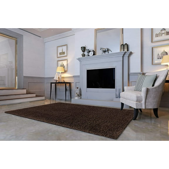 Elegant Comfort Shaggy Collection Brown Area Rug, 5' x 7'