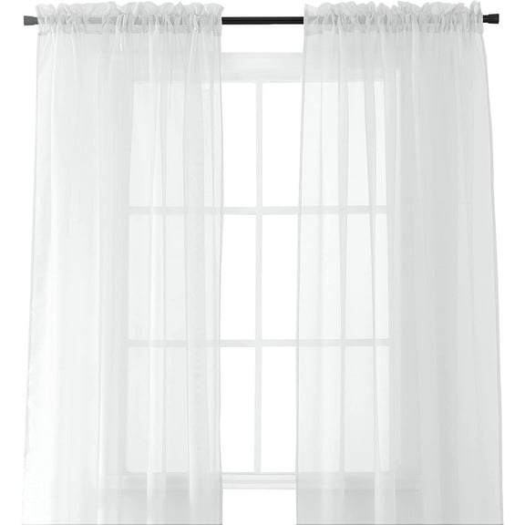 Elegant Comfort Sheer Curtains - 2 Piece Set - 2 inch Rod Pocket - Solid Sheer Curtain Drapes for Living Room, Bedroom, 40 X 84, White
