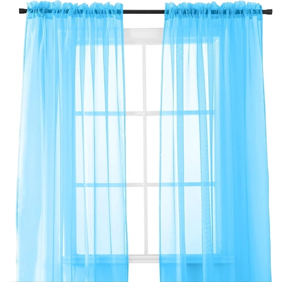 Elegant Comfort (2-Piece) Multipurpose Solid Colored Drapes, Sheer Window Curtains with 2 inch Rod Pocket, 60 X 84 inches, Turquoise