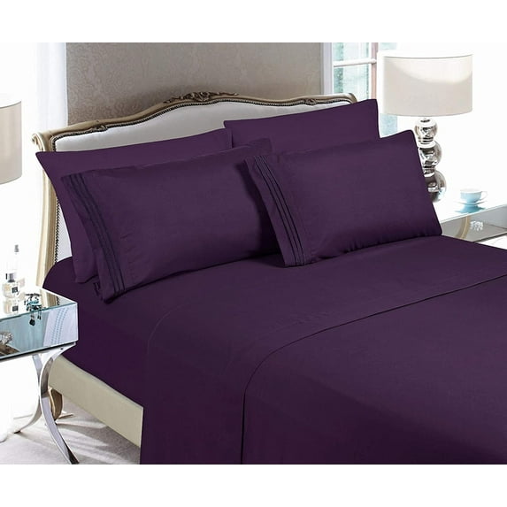 Sheet Set - Super Soft 1500 Series, Deep Pocket, Wrinkle & Fade Resistant, Silky Microfiber, Twin/Twin XL, Purple