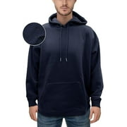 Elegant Comfort Sherpa-Lined Fleece Cotton Mens Hoodie, Soft & Breathable Midweight Pullover Sweatshirt, Casual Hooded Sweatshirt for Men,Medium, Navy Blue