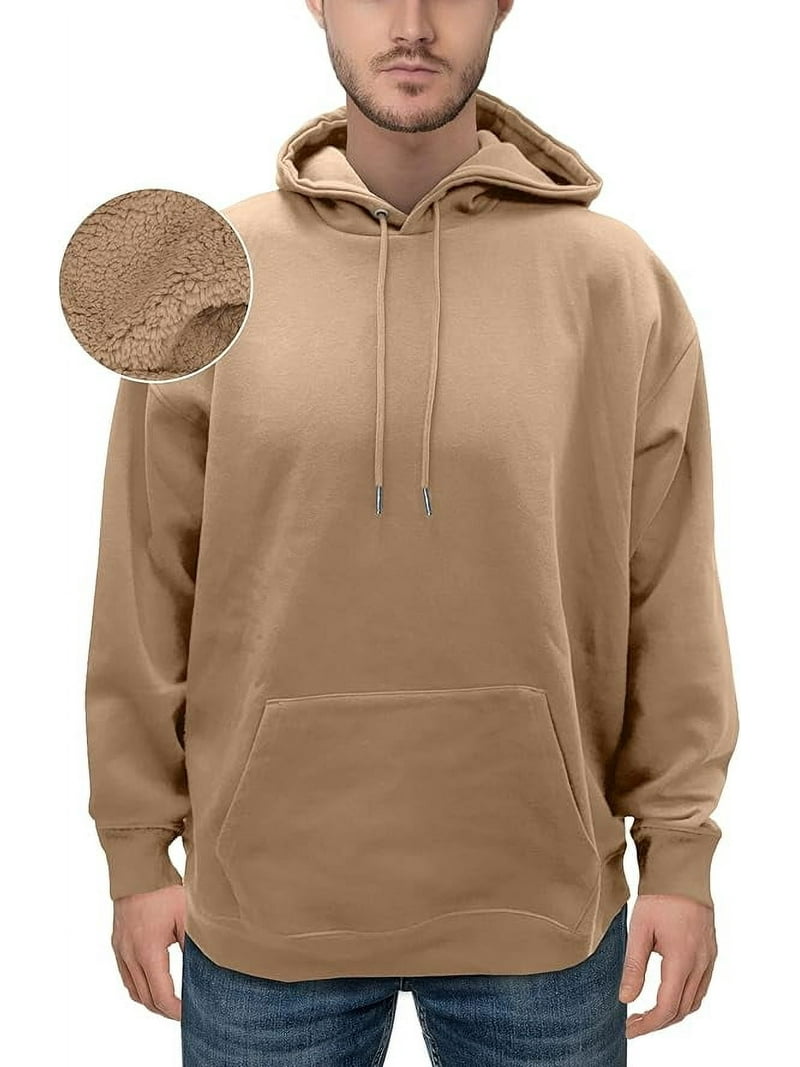Elegant Comfort Sherpa-Lined Fleece Cotton Men's Hoodie, Soft