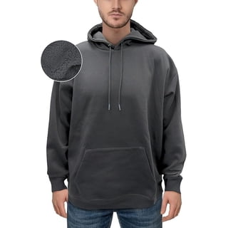 Elegant Comfort Sherpa-Lined Fleece Cotton Men's Hoodie, Soft & Breathable Midweight Pullover Sweatshirt, Casual Hooded Sweatshirt for Men,Small, Gray