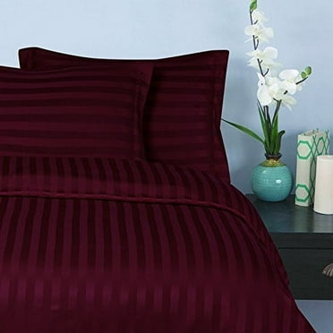 Elegant Comfort® Silky-Soft 1500 Series Wrinkle-Free 6-Piece STRIPE Sheet Set, California King, Burgundy