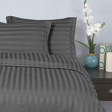 Elegant Comfort® Silky-Soft 1500 Series Wrinkle-Free 6-Piece STRIPE Sheet Set , King Gray