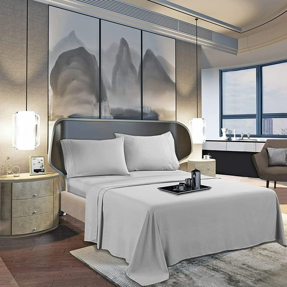 Elegant Comfort Silky-Soft 1800 Series - Wrinkle-Free 2-Piece Pillowcases, Standard Size, Silver