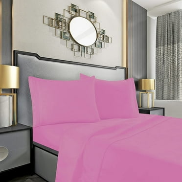 Elegant Comfort Silky-Soft 1800 Series - Wrinkle-Free 4-Piece Bed Sheet Set, Deep Pocket up to 16 inch, King, Light Pink
