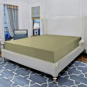 Elegant Comfort Single Fitted Sheet, Deep Pocket Solid Design, Polyester 1500 , King Sage/Green