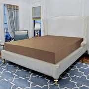 Elegant Comfort Single Fitted Sheet, Deep Pocket Solid Design, Polyester 1500 , King Taupe
