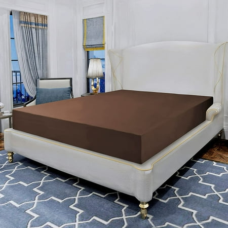 Extra Deep Pocket Fitted Sheet - Ultra-Soft, Wrinkle-Free Microfiber, Fully Elasticized for Mattresses up to 16 Inches, Hotel-Quality, Machine Washable, Full Brown