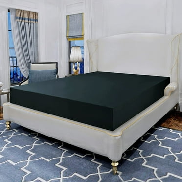 Elegant Comfort Single Fitted Sheet, Deep Pocket Solid Design, Polyester , King Black
