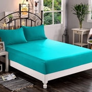 Elegant Comfort 1500 Premium Hotel Quality King Microfiber Fitted Sheet Deep Pocket Up to 16 Inch Turquoise