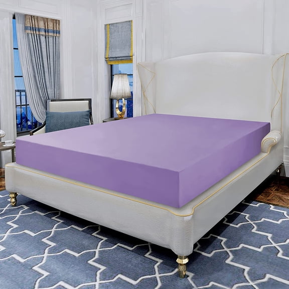 Elegant Comfort Single Fitted Sheet, Deep Pocket Solid Design, Polyester , Queen Lilac