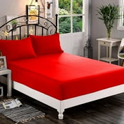 Elegant Comfort 1500 Series Queen Fitted Sheet, 16" Deep Pocket Cooling Microfiber Bed Sheet, Red
