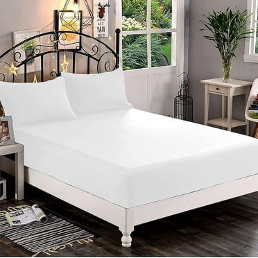 Elegant Comfort 1500 Premium Hotel Quality 1-Piece Fitted Sheet, Softest Quality Microfiber - Deep Pocket up to 16 inch, Queen White