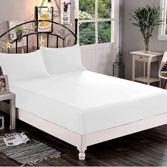 Elegant Comfort 1500 Premium Hotel Quality 1-Piece Fitted Sheet, Softest Quality Microfiber - Deep Pocket up to 16 inch, Queen White