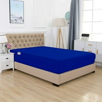 Elegant Comfort Single Fitted Sheet, Smart and Deep Pocket 18 inch Polyester, Full Royal Blue