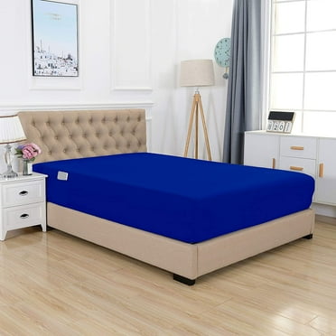 Elegant Comfort Single Fitted Sheet, Smart and Deep Pocket 18 inch Polyester, Full Royal Blue