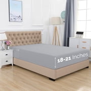 Elegant Comfort 1500 Series Full Fitted Sheet, 18" Deep Pocket Cooling Microfiber, Silver