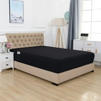 1500 Series Single Fitted Sheet, Smart and Deep Pocket 18 inch, Polyester, Queen Black