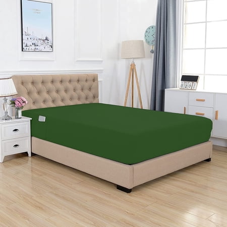 Elegant Comfort 1500 Series Full Fitted Sheet, 18" Deep Pocket Cooling Microfiber, Green