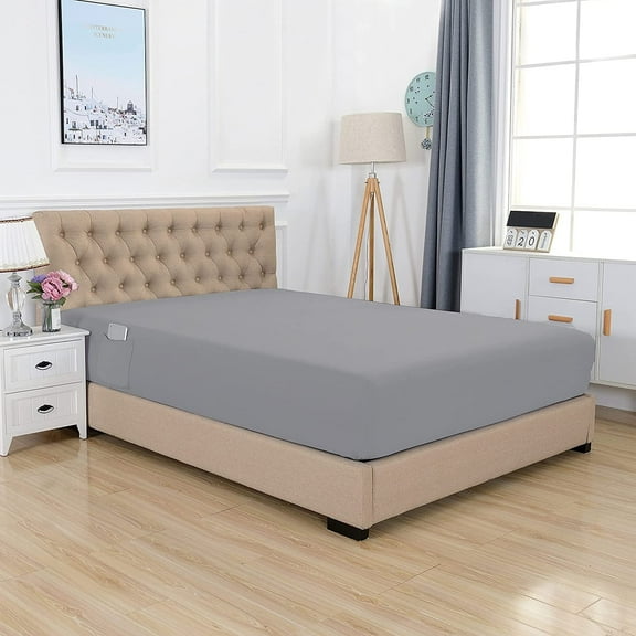 Elegant Comfort Single Fitted Sheet, Smart and Deep Pocket 18 inch, Solid Print 1500 Series Polyester, King Silver