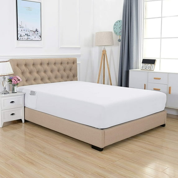 Elegant Comfort Single Fitted Sheet, Smart and Deep Pocket 18 inch, Solid Print Polyester, Queen White