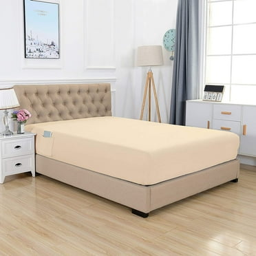 Elegant Comfort Single Fitted Sheet, Smart and Deep Pocket 18 inch, Solid Print Polyester, Queen Cream
