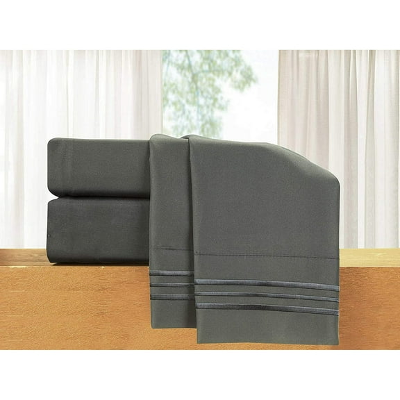 Elegant Comfort, Soft 1500 Series 2 Pieces Pillowcase Set, Standard Size, Grey