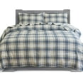 thumbnail image 1 of Elegant Comfort Soft 4-Piece Cotton Flannel Sheet Set -Deep Pocket Fitted Sheet, Flannel Sheets - Full, Plaid-Navy/Aqua, 1 of 5