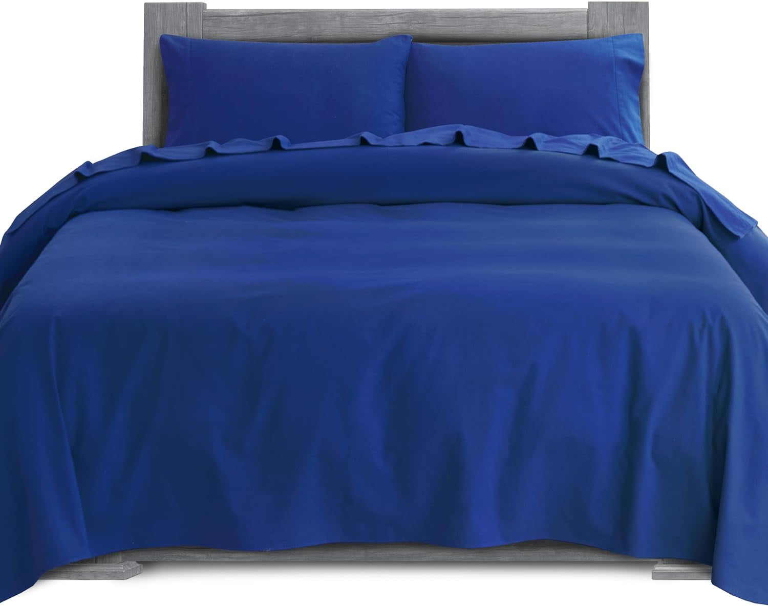 Elegant Comfort Soft 4-Piece Cotton Flannel Sheet Set -Deep Pocket Fitted Sheet, Flannel Sheets - King, Royal Blue