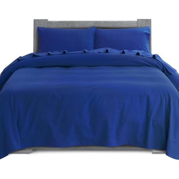 Elegant Comfort Soft 4-Piece Cotton Flannel Sheet Set -Deep Pocket Fitted Sheet, Flannel Sheets - King, Royal Blue