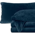 thumbnail image 1 of Elegant Comfort 4-Piece Velvet Plush Flannel Sheet Set Velvet Flannel Fleece Deep Pocket Sheet Set - Queen, Navy, 1 of 6